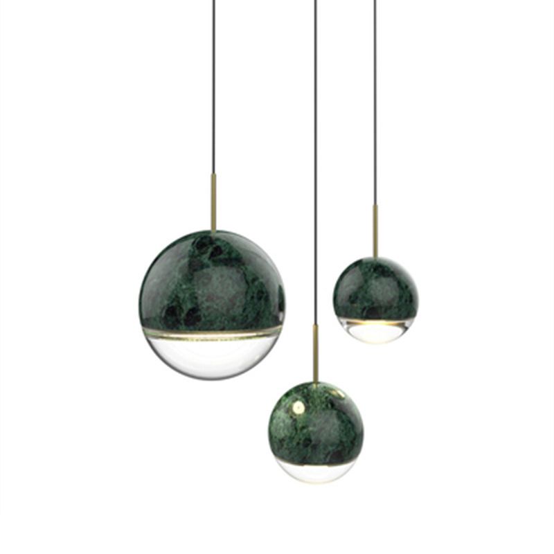 Marble Globe Hanging Light Fixture Postmodern Dining Room LED Pendant Light
