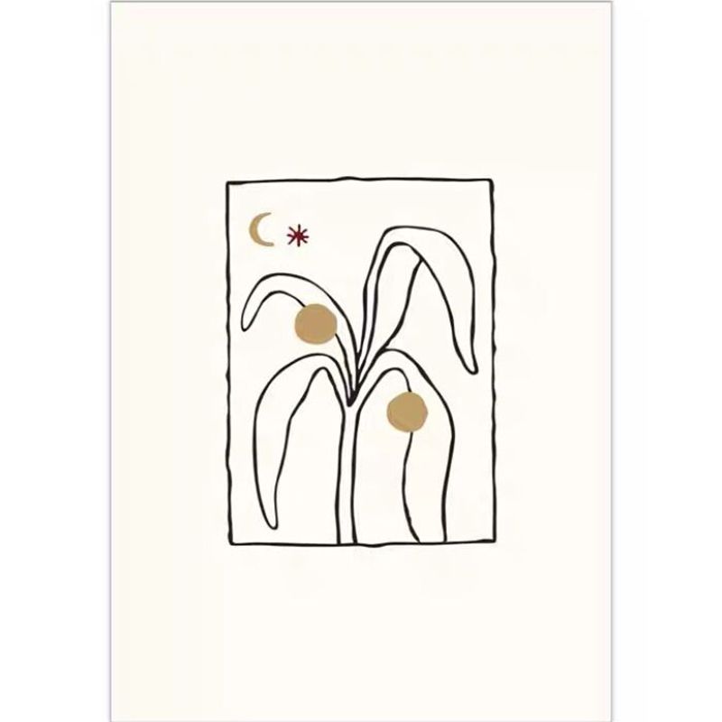 Beige Living Room Carpet Modern Plant Pattern Area Rug Polyester Non-Slip Backing Rug