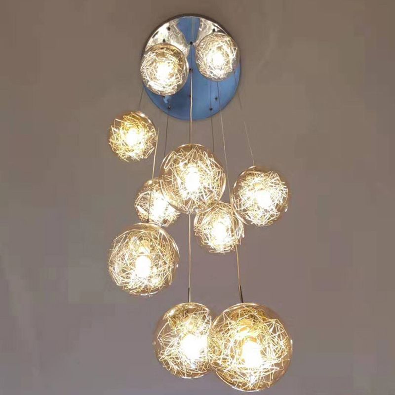 Ball Glass Suspension Lamp Modern Simplicity Multi Pendant Ceiling Light for Stairwell