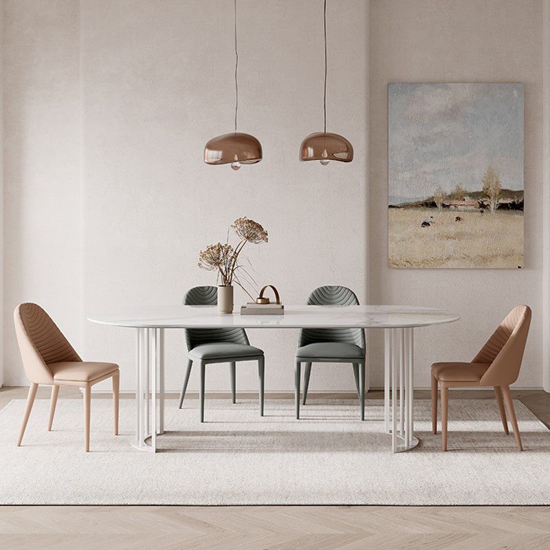 Simplicity Style Oval Double Furniture Stone Dining Table for Dining Room