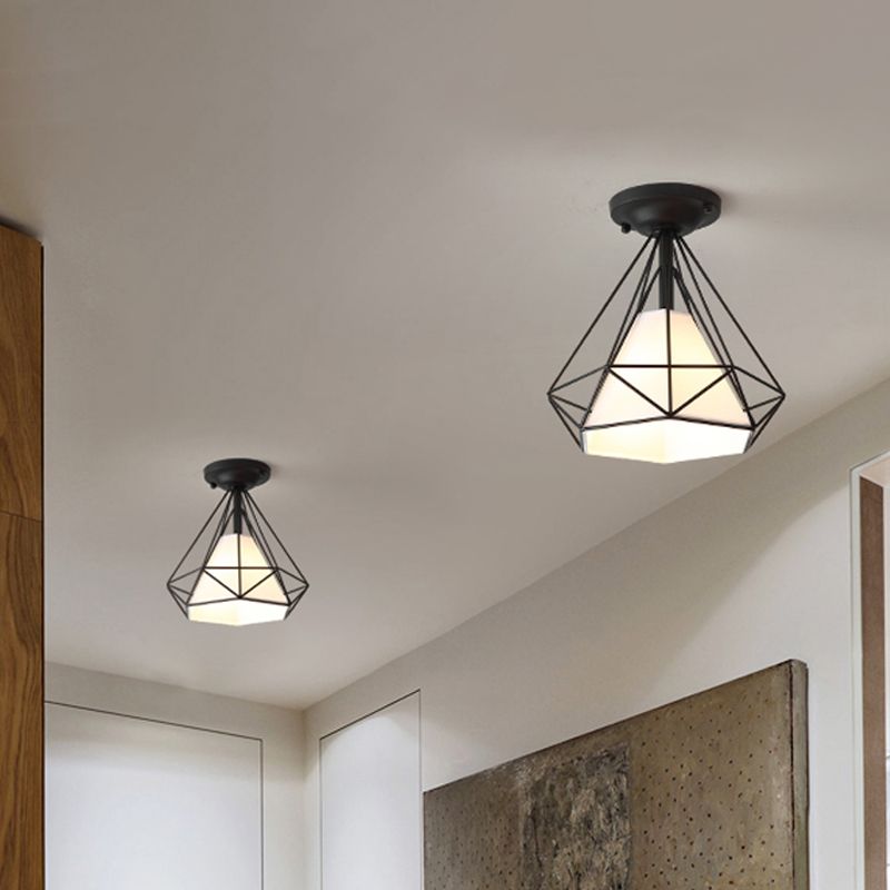 Fil de diamant moderne Ceiling Lamp 1 Light Iron Glass Ceiling Mount Light for Corridor Room