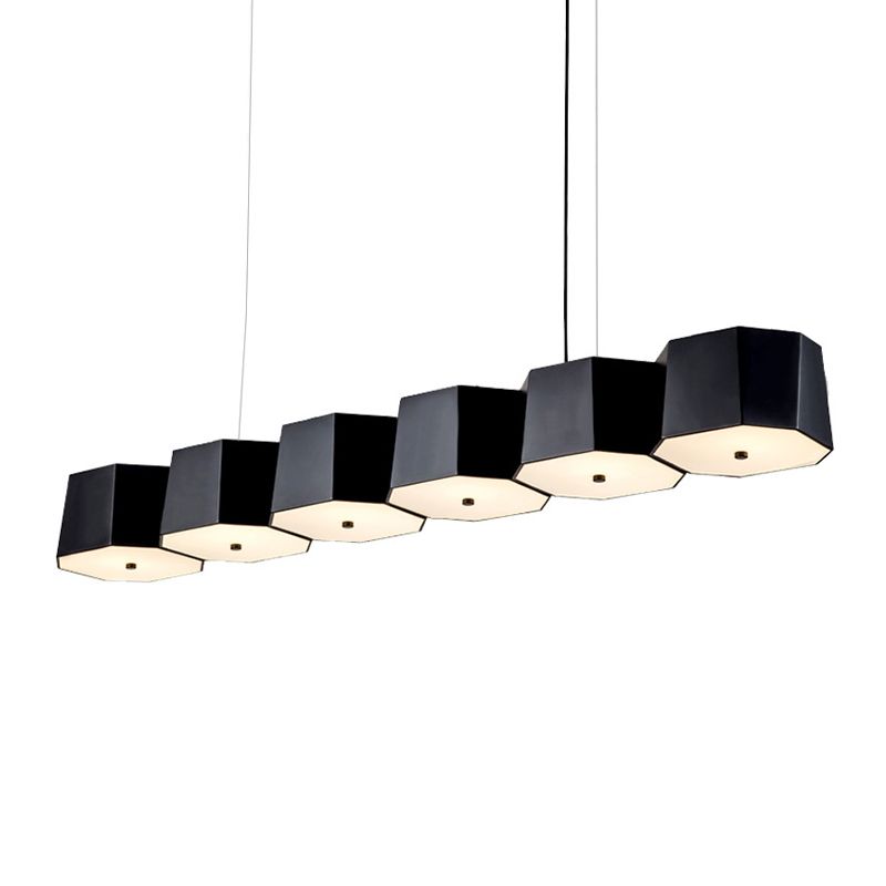 Modern Geometric Metal Kitchen Island Ceiling Light Black Island Hanging Light