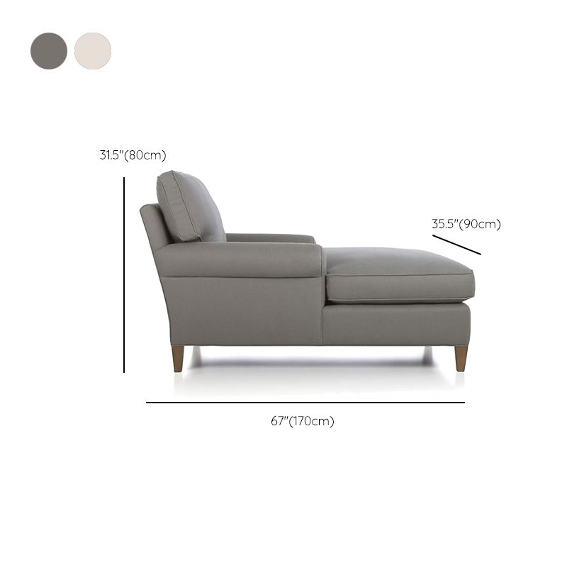 Modern Cushioned Chaise Lounge Rolled Arms Chaise for Bedroom