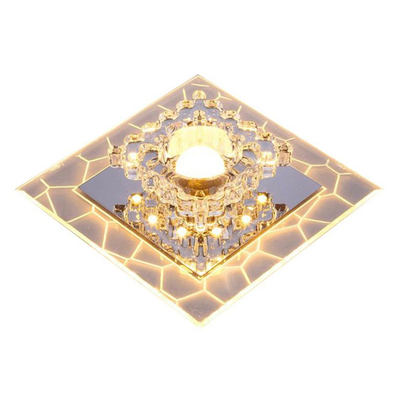 Simplicity Square Shape LED Flush Mount Light Crystal Corridor Flush Mount Ceiling Light in Clear
