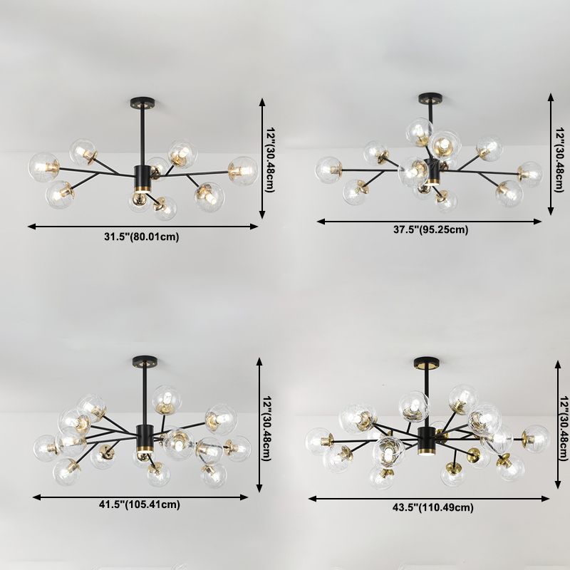 Contemporary Sphere Chandelier Lights Glass Chandelier Pendant Light in Black