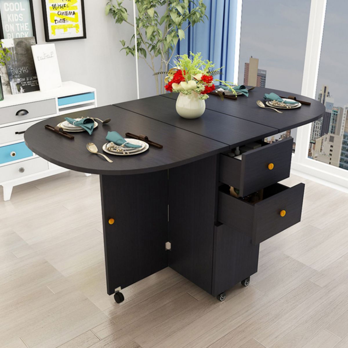 Mesa interior moderna de mediados de siglo de madera, mesa superior de madera fabricada para comedor