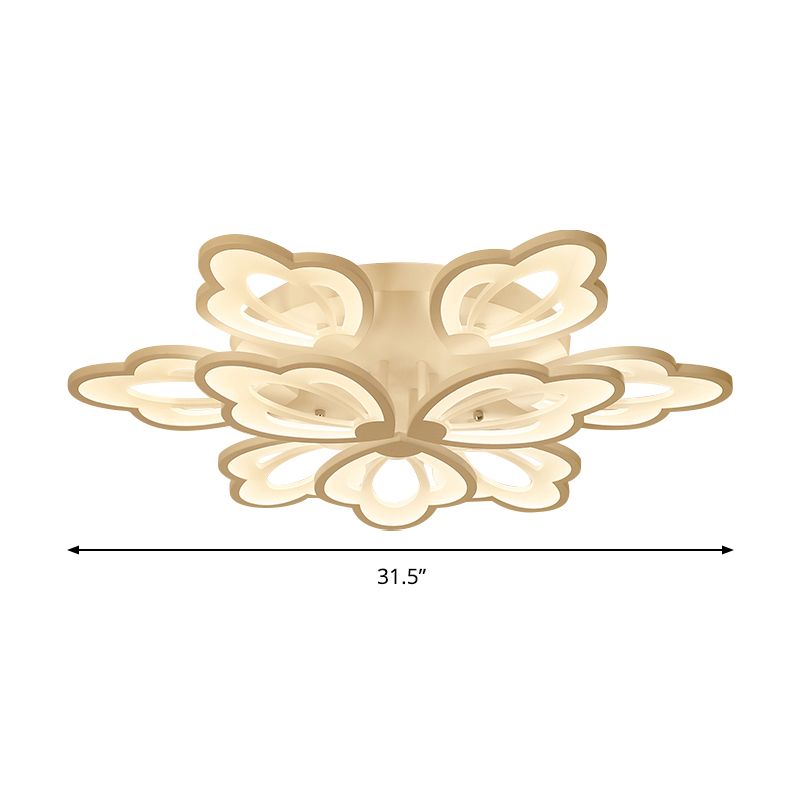 Brocco floreale a fiuto moderno acrilico moderno 3/5/9 luci camera da letto a filo a sfioramento del soffitto in bianco/calda/naturale luce