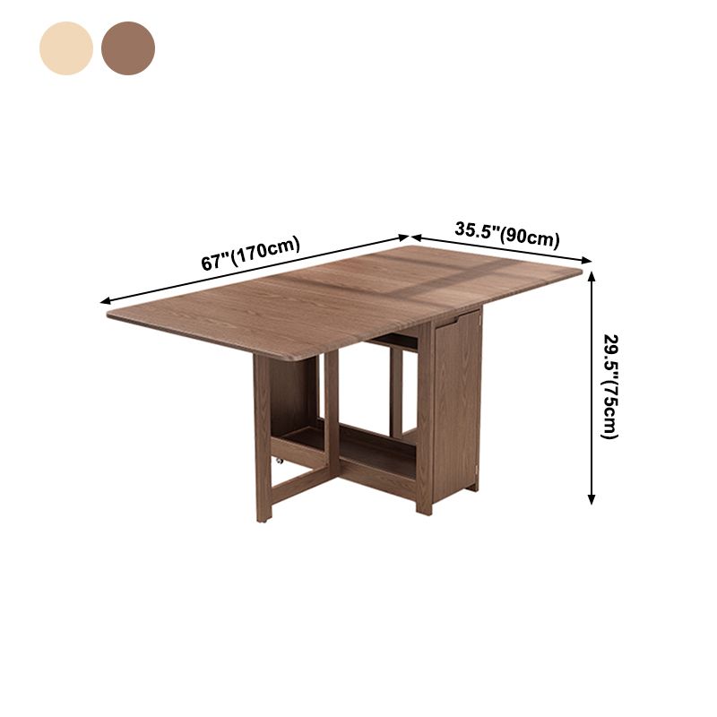 Mid-Century Modern Dining Table Rectangle Solid Wood Drop-Leaf Dining Table