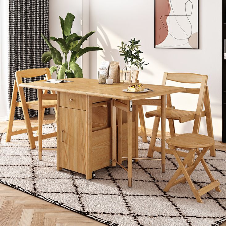 Mid-Century Modern Dining Table Solid Wood Drop-Leaf Dining Table for Home