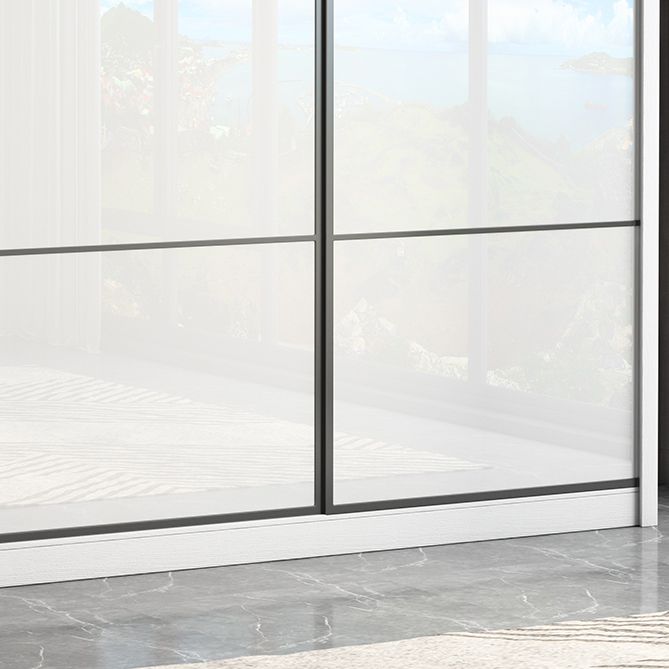 White Engineered Wood Wardrobe Closet Contemporary Storage Cabinet