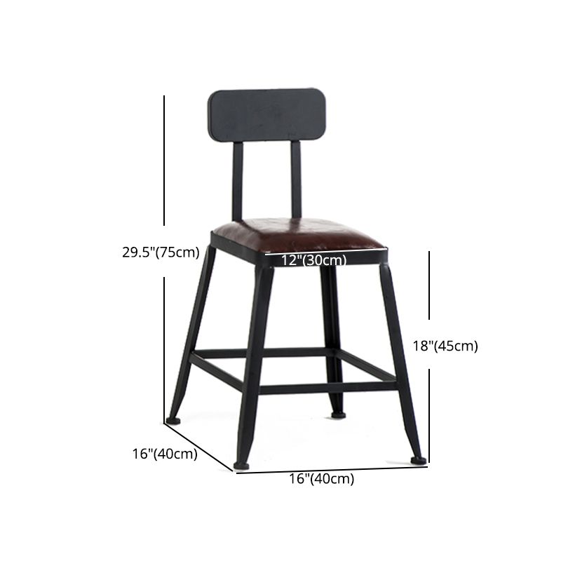Industrial Footrest Armless Barstool Leather Stackable Coffee Shop Stool