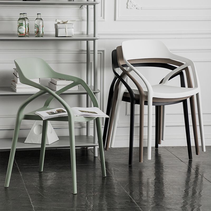 Contemporary Style Plastic Dining Chairs Dining Open Back Arm Side Chair for Kitchen