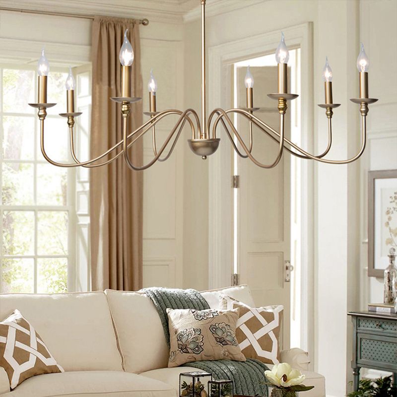Chandelle suspendue à la bougie Light Light Traditional Swooping Bras Plafond Chandelier pour le salon