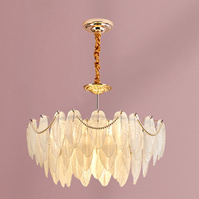 Costilla de iluminación moderna de lámpara de forma de pluma con pantalla de lámpara de vidrio para estudiar