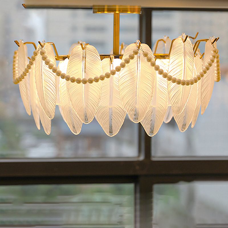 Semi Flush Mount Light Modern Glass Semi Mount Lighting for Bedroom