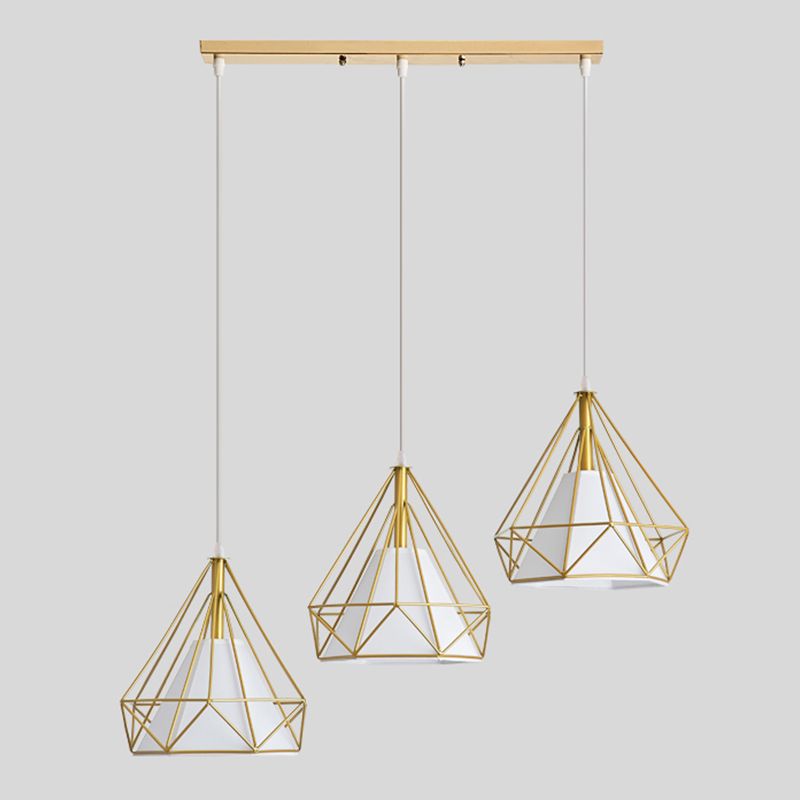 Forme de diamant Éclairage suspendu de style postmoderne Metal Light Pendant pour le chevet