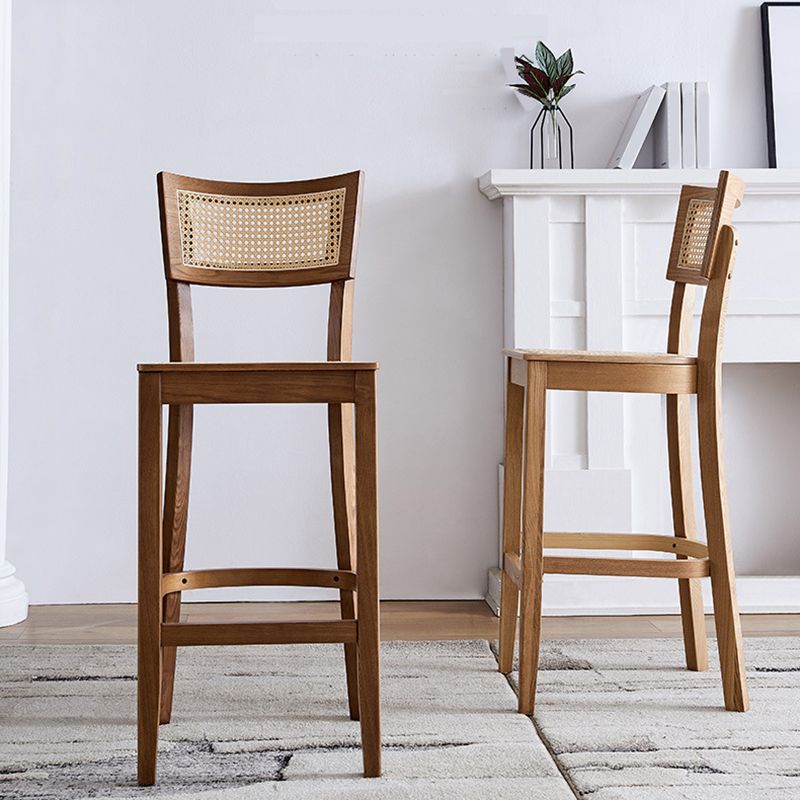 Solid Wood Living Room Barstool  Contemporary Rattan Bar Stool