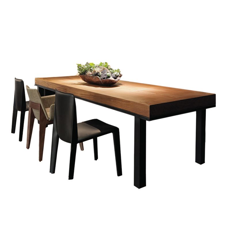 Pine Wood Dining Table Industrial Rectangle Table with 4 Legs