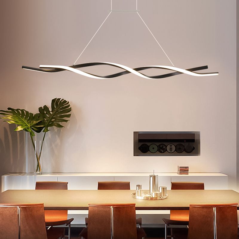 Lustre de l'île Curve Modern Island 2 têtes Restruction LED Pending Lighting