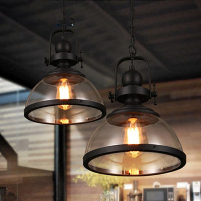 1 Luce a cupola leggera Luce industriale in vetro a sospensione per la caffetteria
