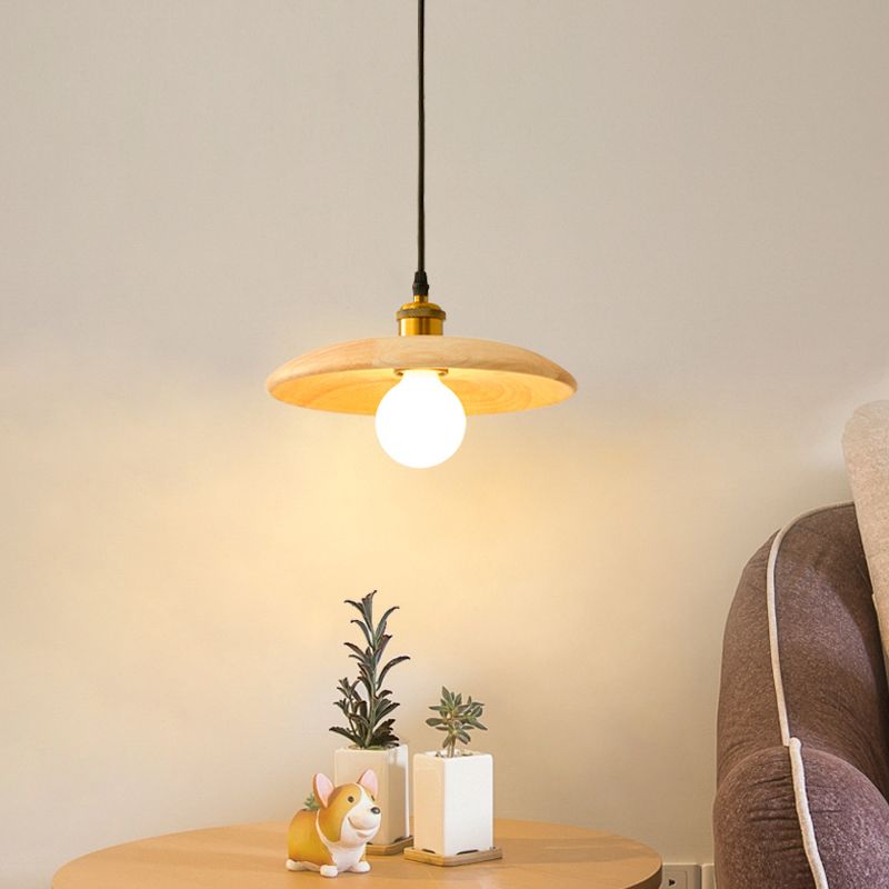 Wooden Circle Suspension Pendant Light Contemporary Style Wood Pendant Ceiling Light