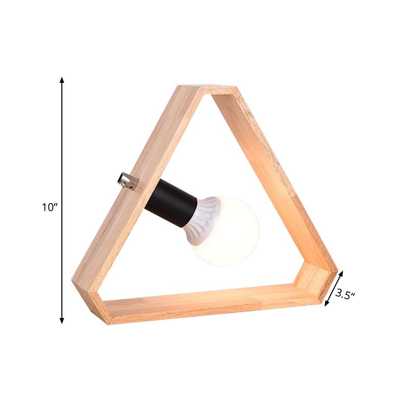 1 lampe de table de la tête de tête simplicité Lumière de nuit beige avec cadre en bois triangulaire