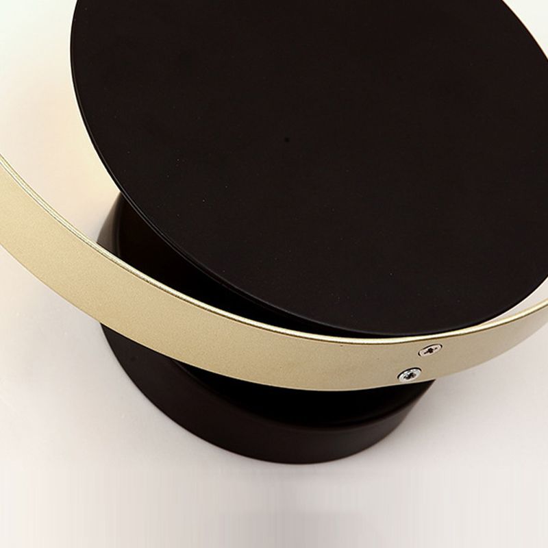 1 Light Circular Wall Mount Light Minimalism Metal Wall Lamp in Black