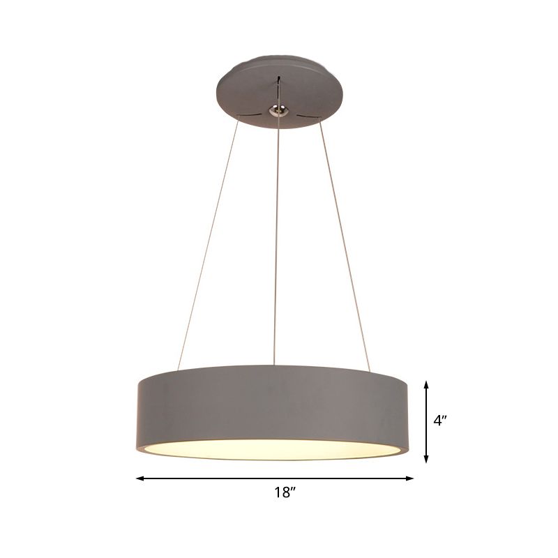 Aluminum Round LED Pendant Lamp Minimalist Grey Ceiling Hanging Light over Dining Table