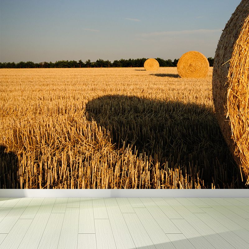 Farmland Haystack Mural Wallpaper Contemporary Non-Woven Fabric Wall Decor for Home