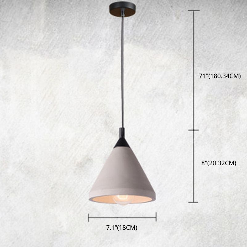 Cone gris ciment hanging léger style vintage Creative 1-Light Pendentif pour le restaurant du café