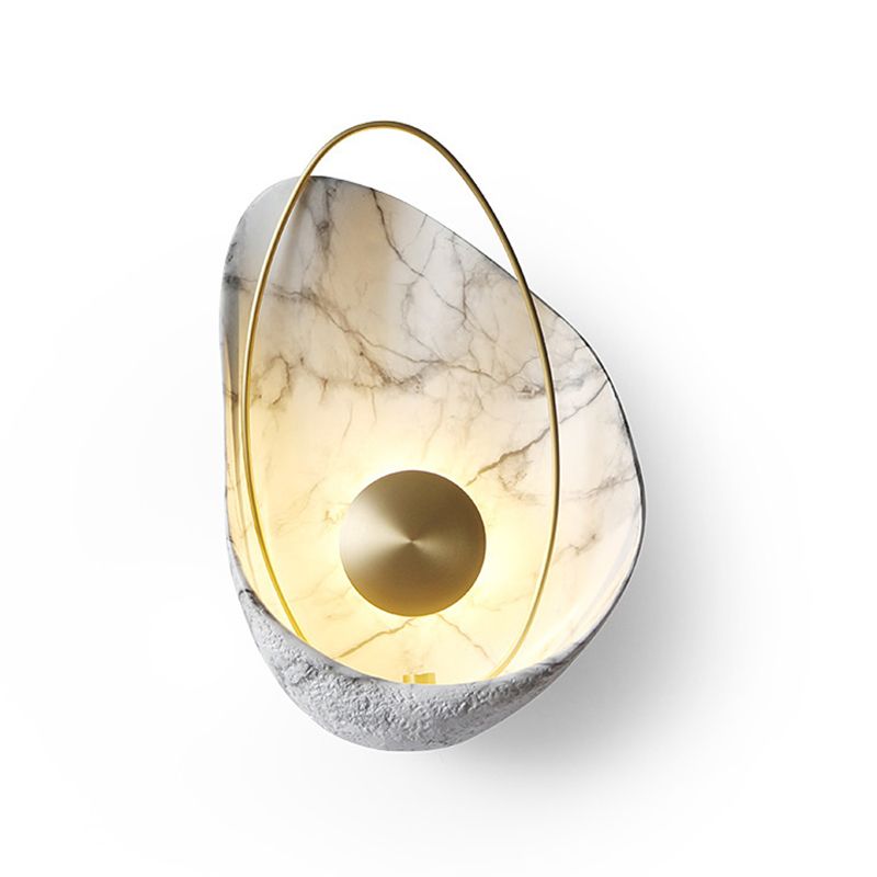 Shell Shaped Living Room LED Wall Lighting Resin Artistic Sconce Light with Metallic Ellipse