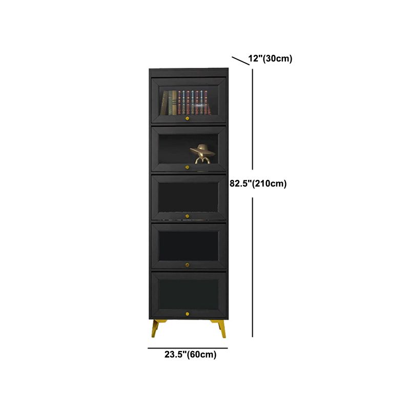 Modern 11.81" W Wooden Side Cabinet with Glass Doors in Black