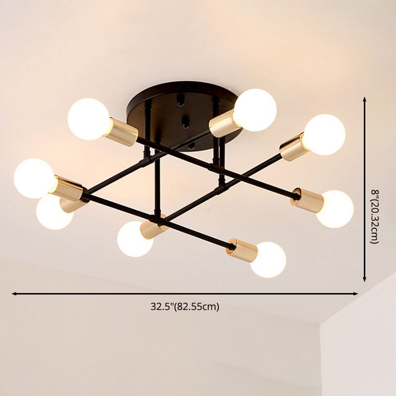 Blootgestelde lamp Semi-inbouw kroonluchter Industrieel Metaal Semi-inbouwlicht