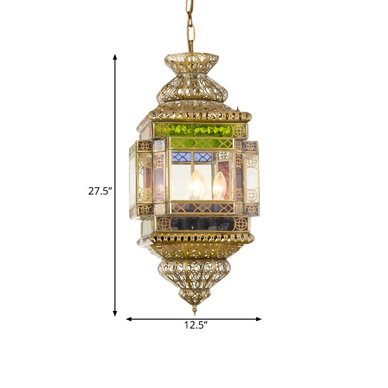 Cutout Restaurant Pendant Chandelier Arab Metal 3 Lights Brass Hanging Light Fixture