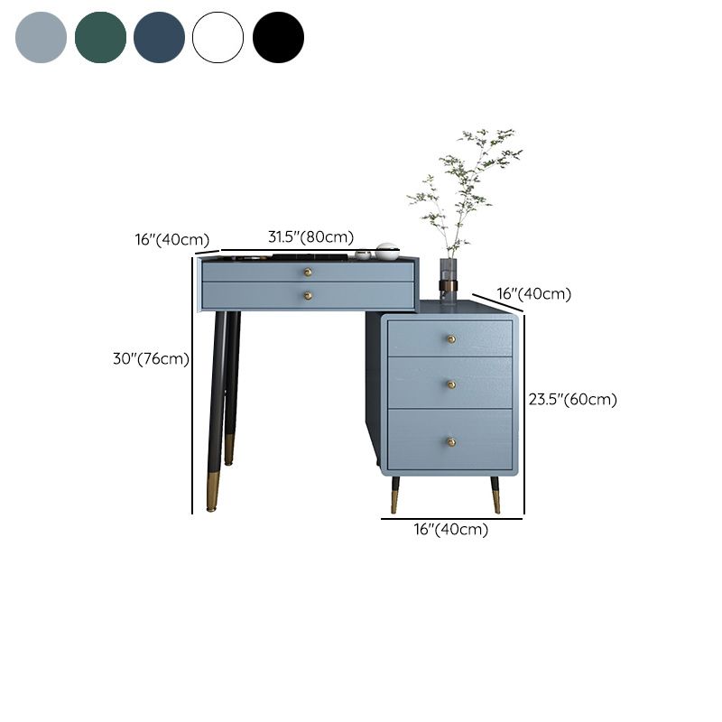 Modern Solid Wood Vanity Dressing Table with Mirror and Stool for Bedroom