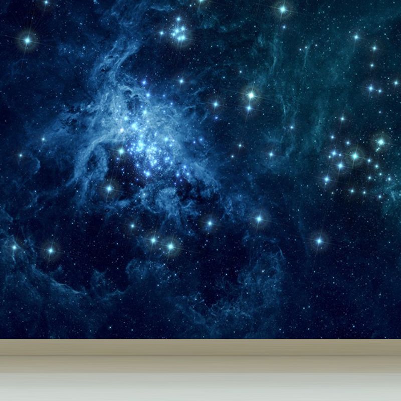 Extra Large Constellations Wall Mural Blue Non-Woven Wall Decor for Playroom, Custom