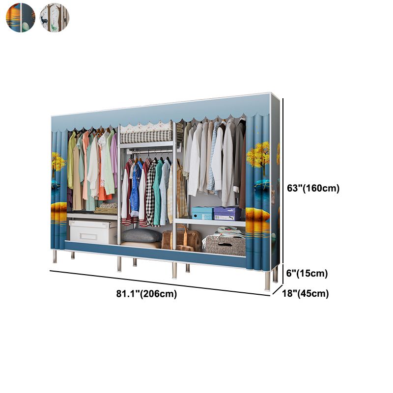 Contemporary Bedroom Wardrobe Metal Wardrobe Closet with Shelves