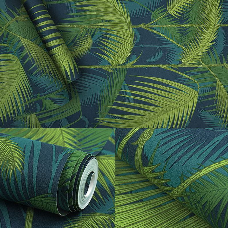 Bedroom and Dining Room Wallpaper with Dark Green Banana Leaf, 33'L x 20.5"W, Non-Pasted