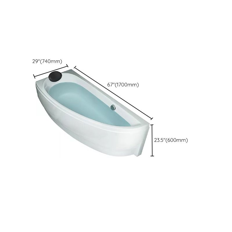 Back to Wall Corner Bathtub Acrylic White Modern Soaking Bath
