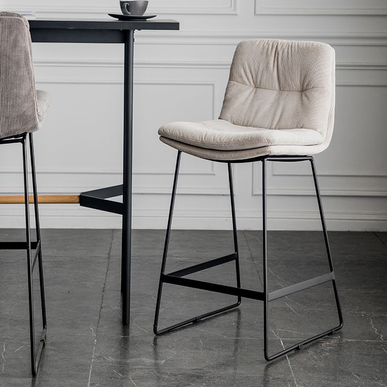 Scandinavian Low Back Home Stool Matte Finish Upholstered Barstool
