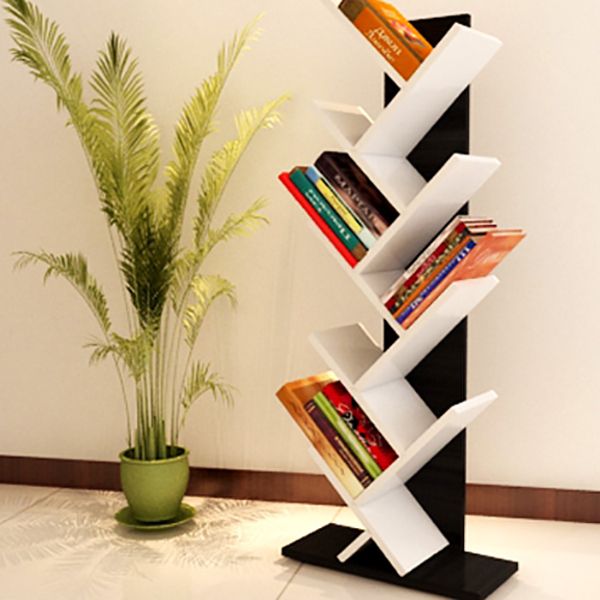 Contemporary Wood Bookcase Closed Back Bookshelf for Home Office