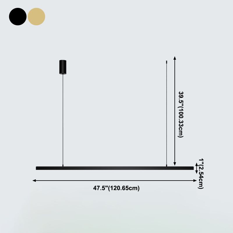 Modern Style Linear Hanging Pendant Light Metal 1-Light Hanging Lamp Kit