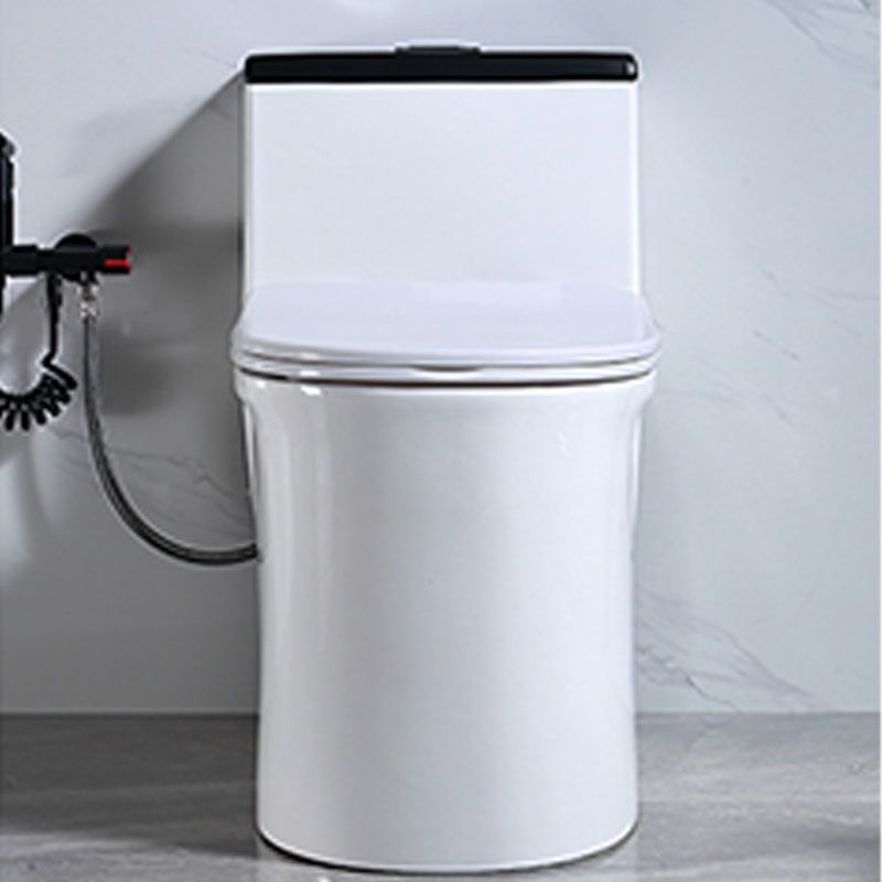 Floor Mount Toilet Black and White Toilet with Siphon Jet Water-saving Function