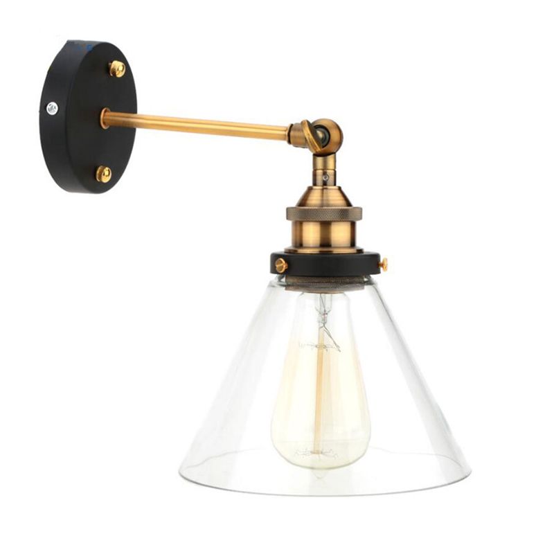 Vintage Industrial Wall Sconce Single Light Sconce Light in Clear Glass Shade