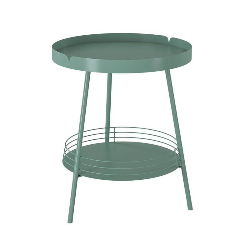 21.6" Tall Round Tray Top Side Table Mental 3 Legs End Table with Shelf