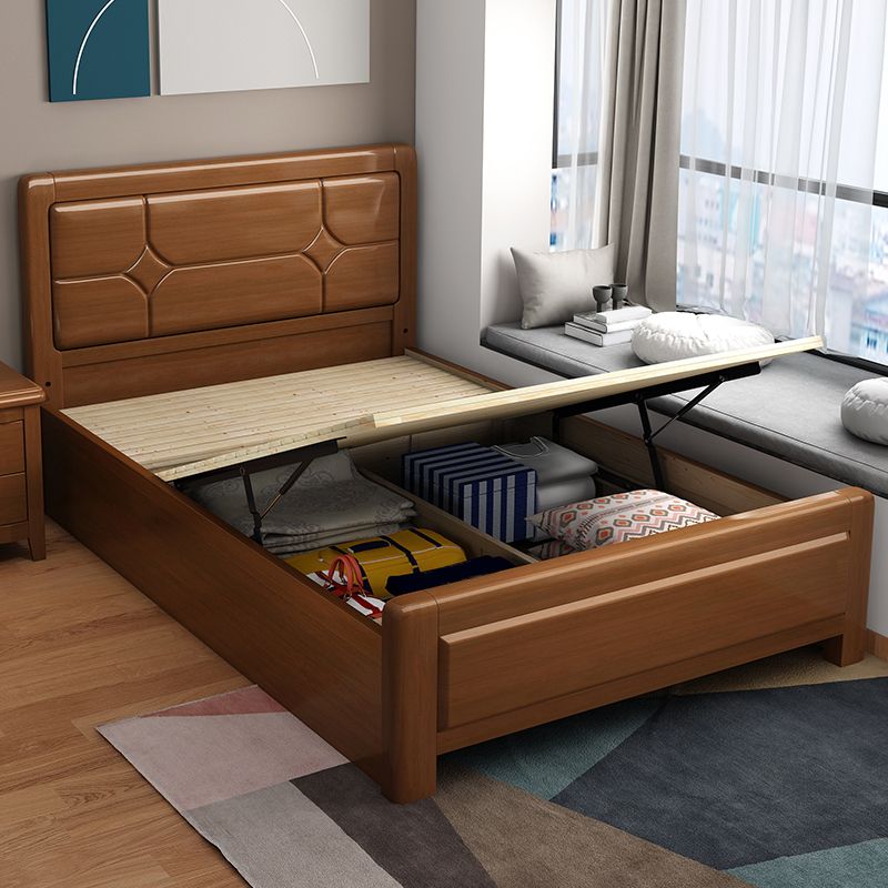 Solid Wood Headboard Standard Bed Rectangular Bed with Custom Legs
