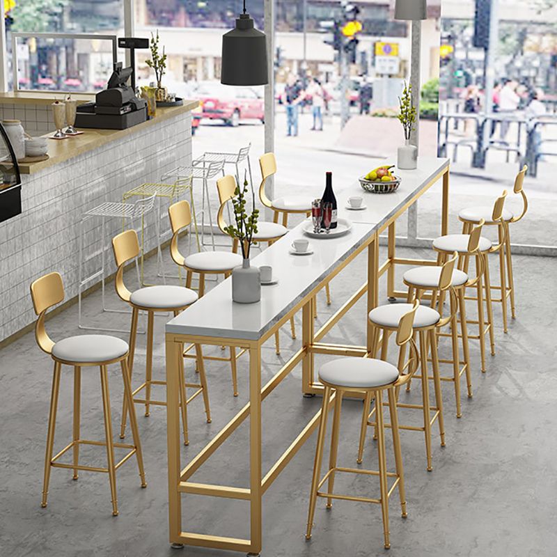 Glam Faux Marble Bar Counter Table Rectangle Bar Counter Table with Metal Legs for Home