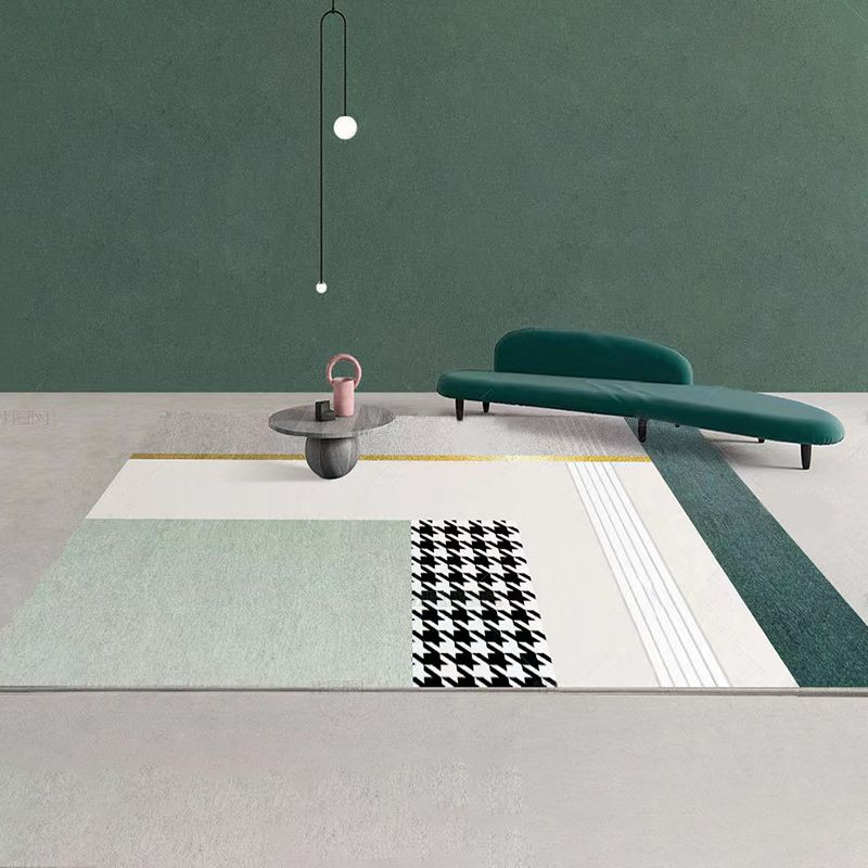 Gorgeous Green Rug Polyester Color Lump Rug Washable Rug for Living Room