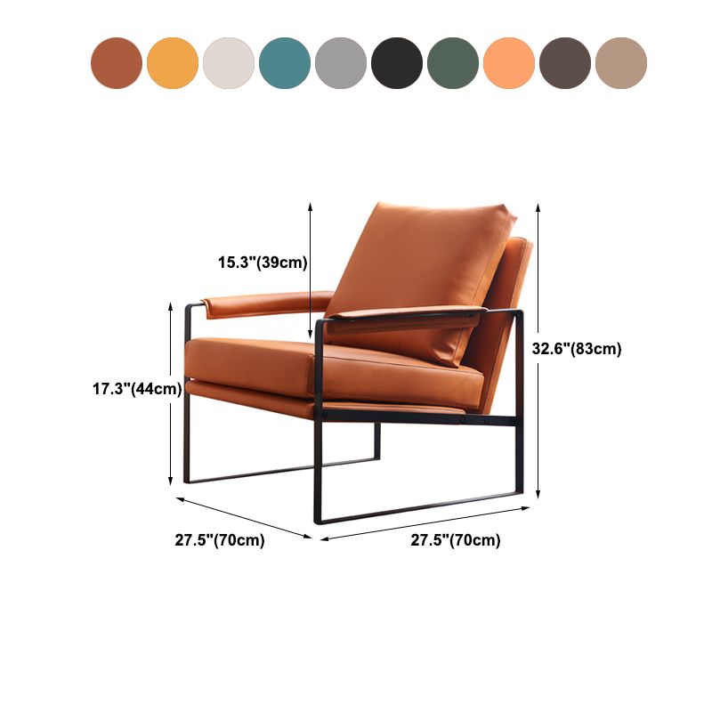 Industrial 27.6"Wide Faux Leather Pillow Back Square Arm Lounge Chair