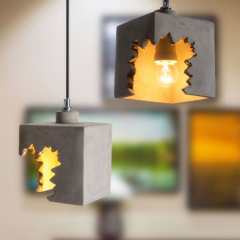 Notch Design Cement Hanging Light Creative Single Bulb Mini Ilumining Pending para Bar Cafe Shop